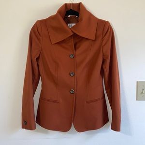 MaxMara Virgin Wool Burnt Orange Button Up Wrap Coat Size Small